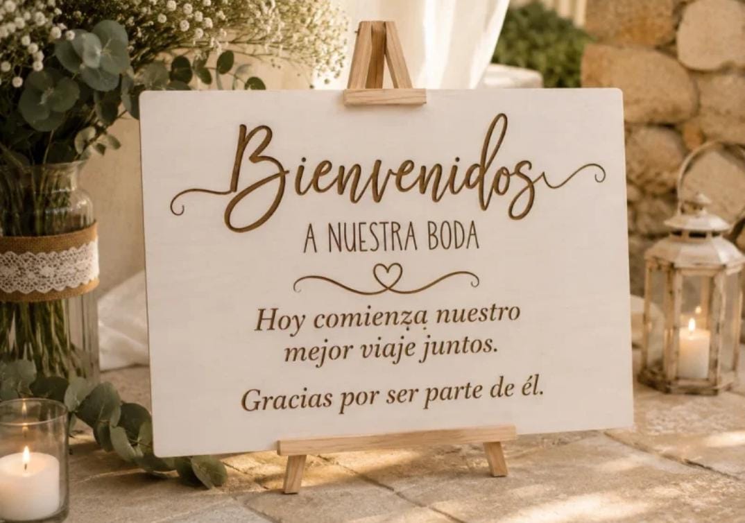 Cartel de Bienvenida para Boda Personalizado en Madera - Imagen 2
