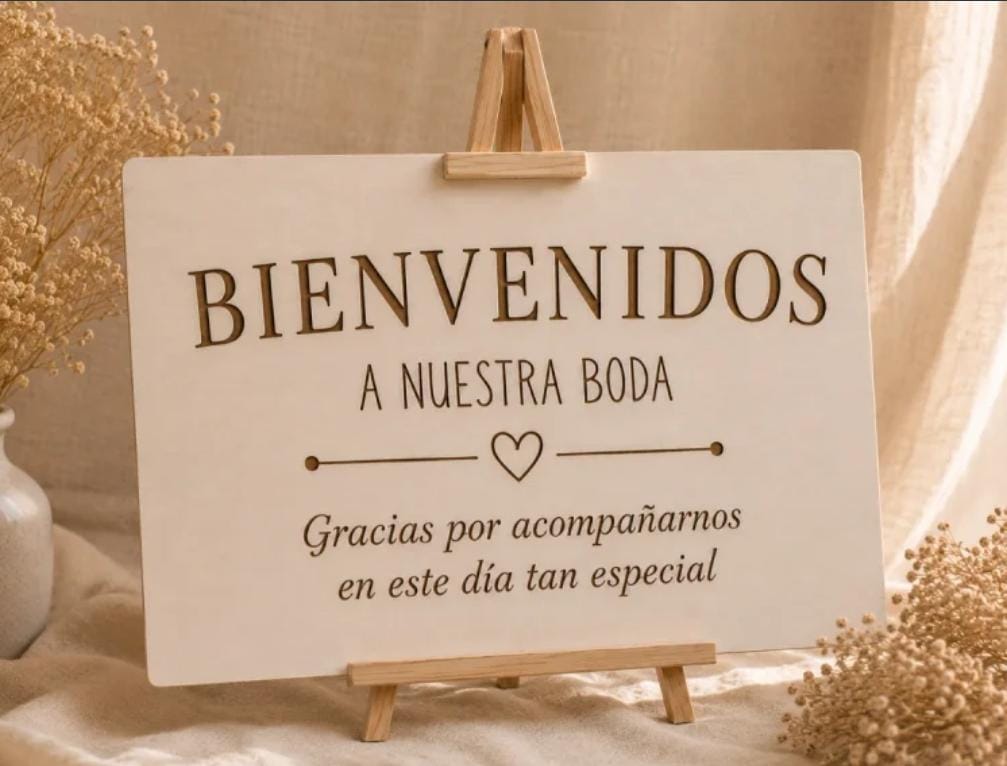 Cartel de Bienvenida para Boda Personalizado en Madera - Imagen 4