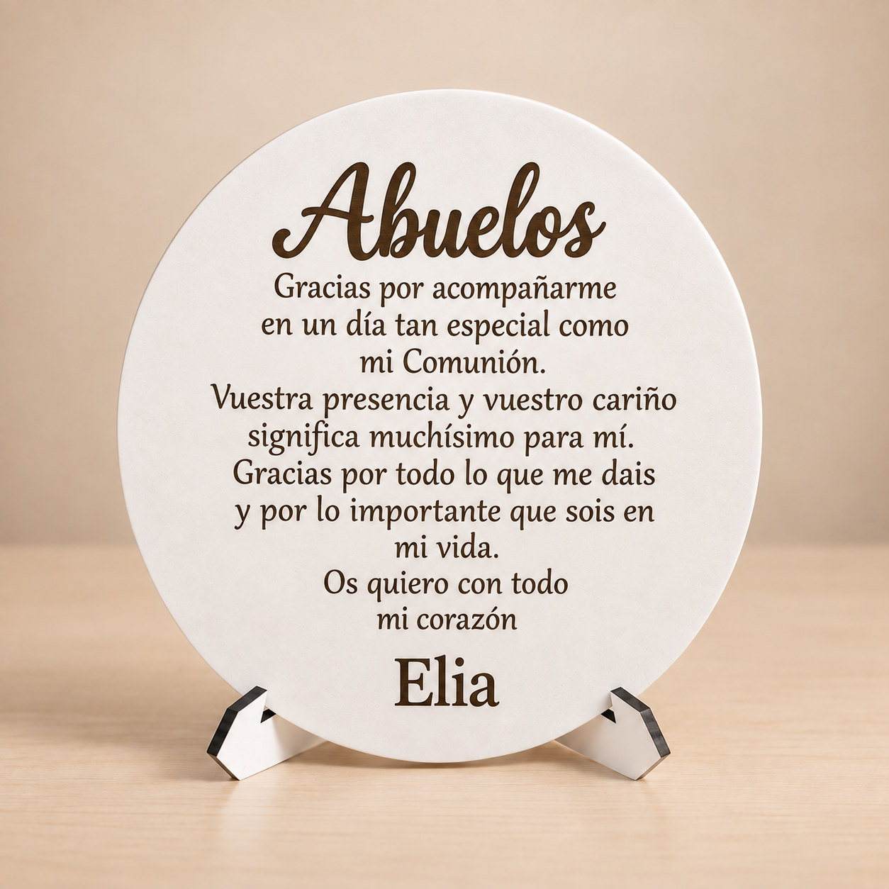 Medalla personalizada de Primera Comunión con texto y soporte