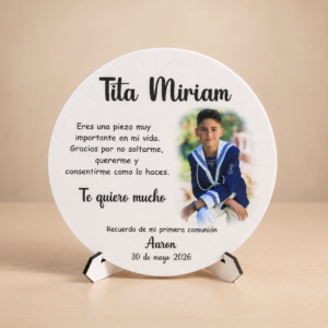 Medalla personalizada de Primera Comunión con foto nombre y fecha
