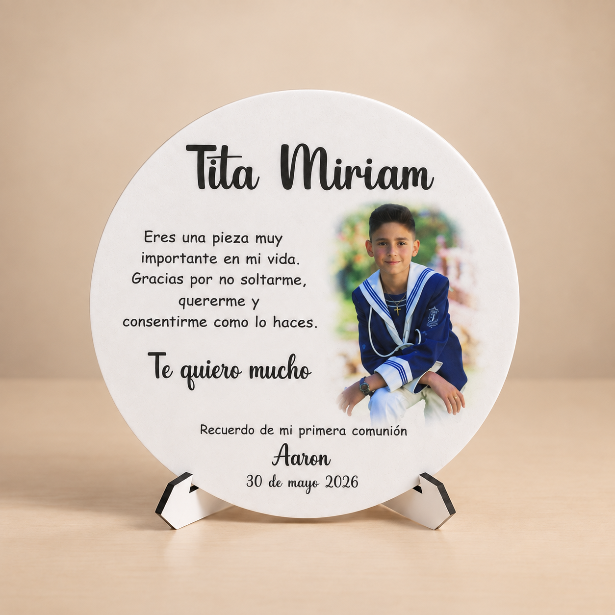 Medalla personalizada de Primera Comunión con foto nombre y fecha