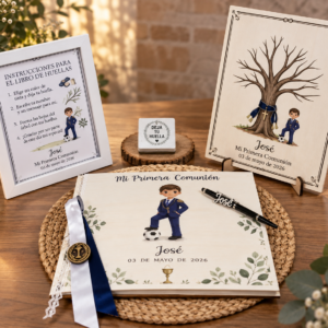 pack de libro de firmas y árbol de huellas para comunión