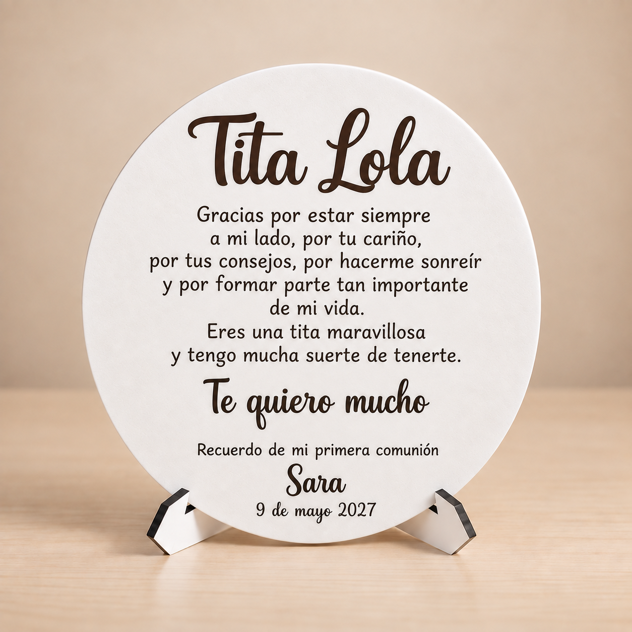 Medalla personalizada de Primera Comunión con texto y soporte