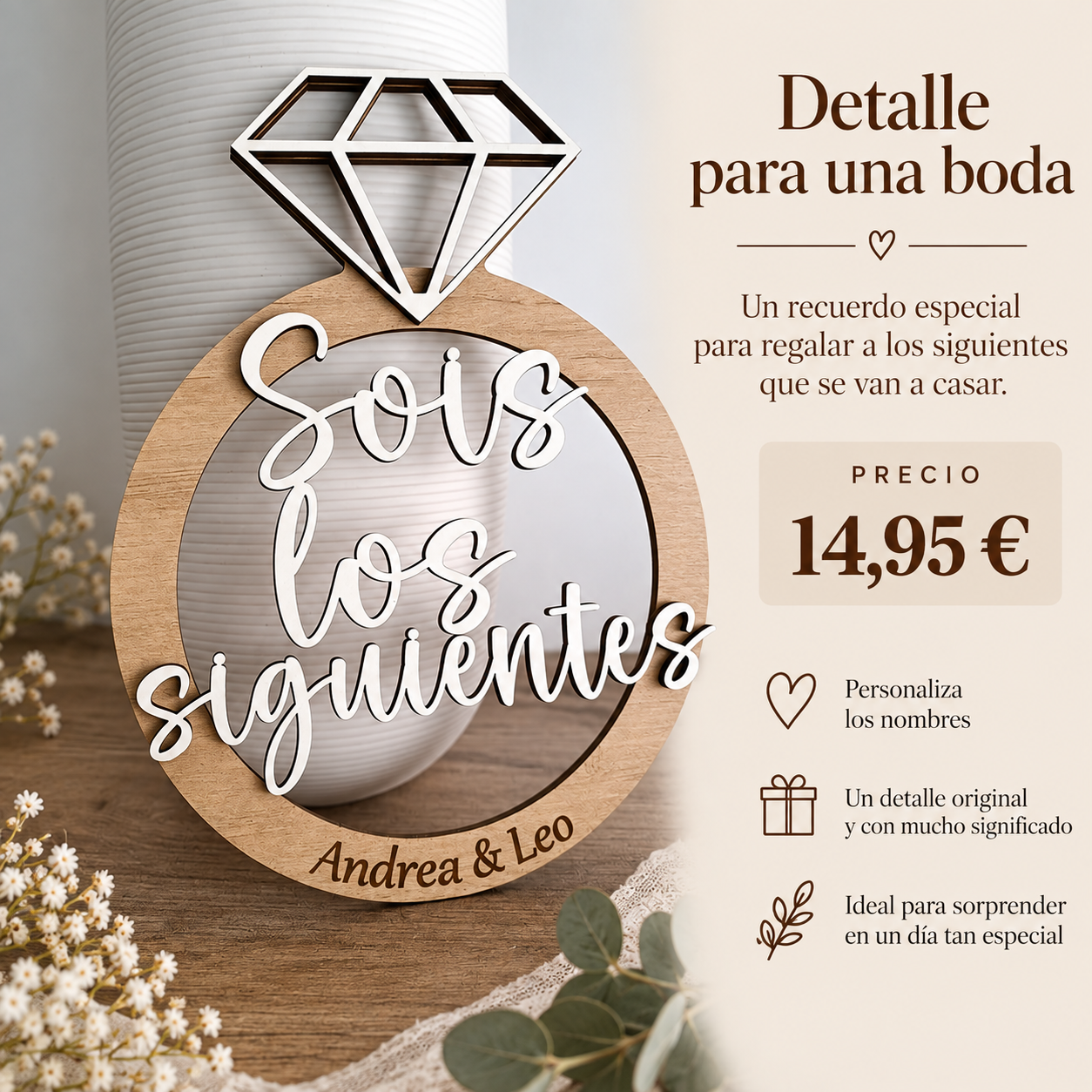 Anillo “Sois los Siguientes” Personalizado para Boda - Imagen 3