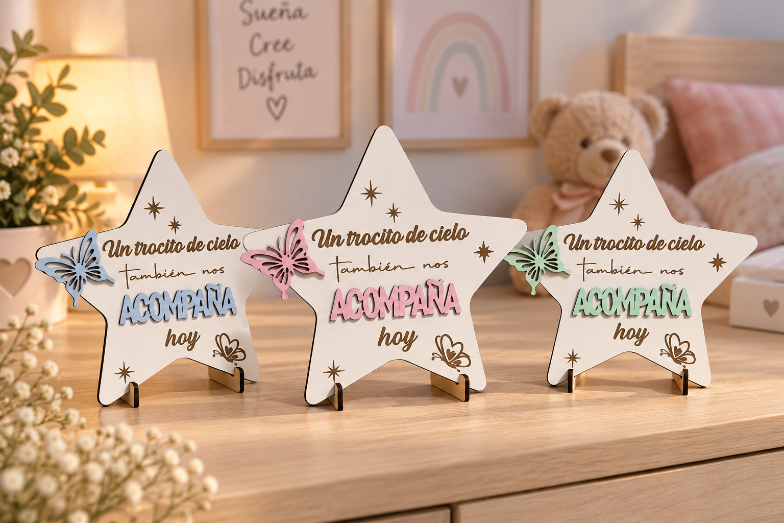Estrella de recuerdo de un ser querido personalizada para boda y comunión