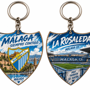 Llavero Málaga CF con escudo y La Rosaleda
