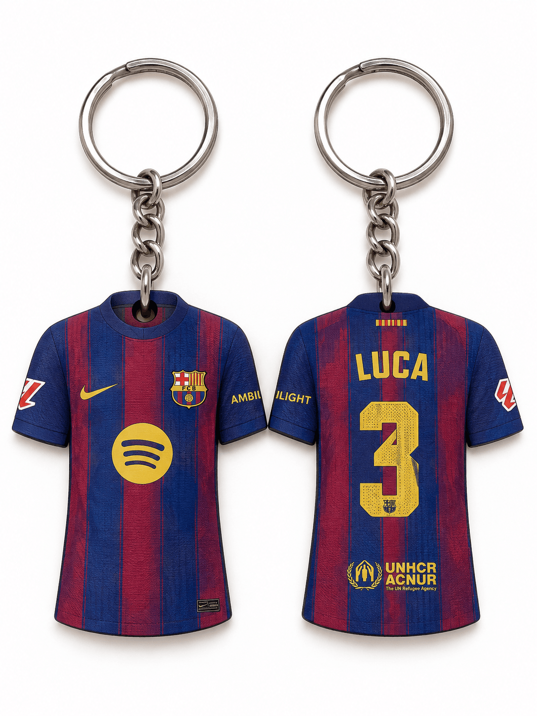 Llavero camiseta FC Barcelona personalizado con nombre y dorsal