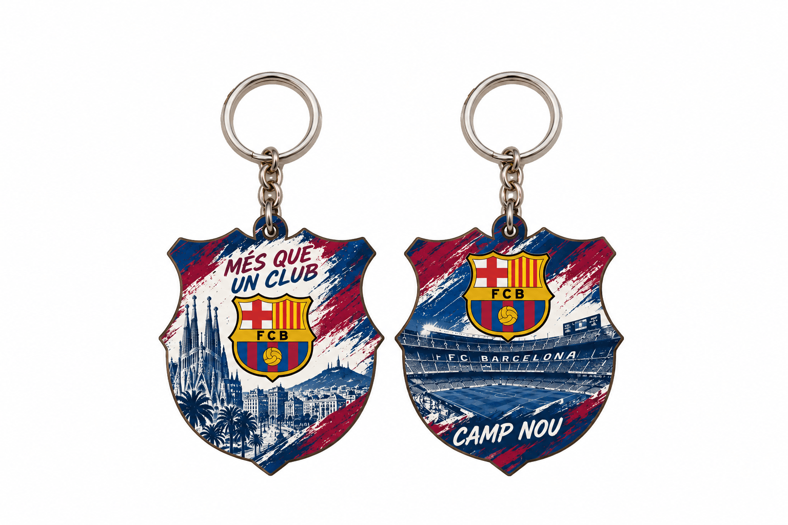 Llavero FC Barcelona con escudo y Camp Nou