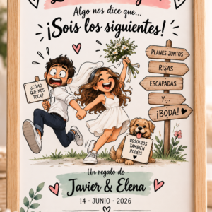 Cuadro Sois los siguientes personalizado para boda con nombres