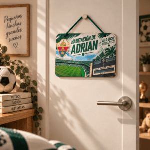 Cartel para puerta de habitación Elche CF personalizado con nombre y mensaje