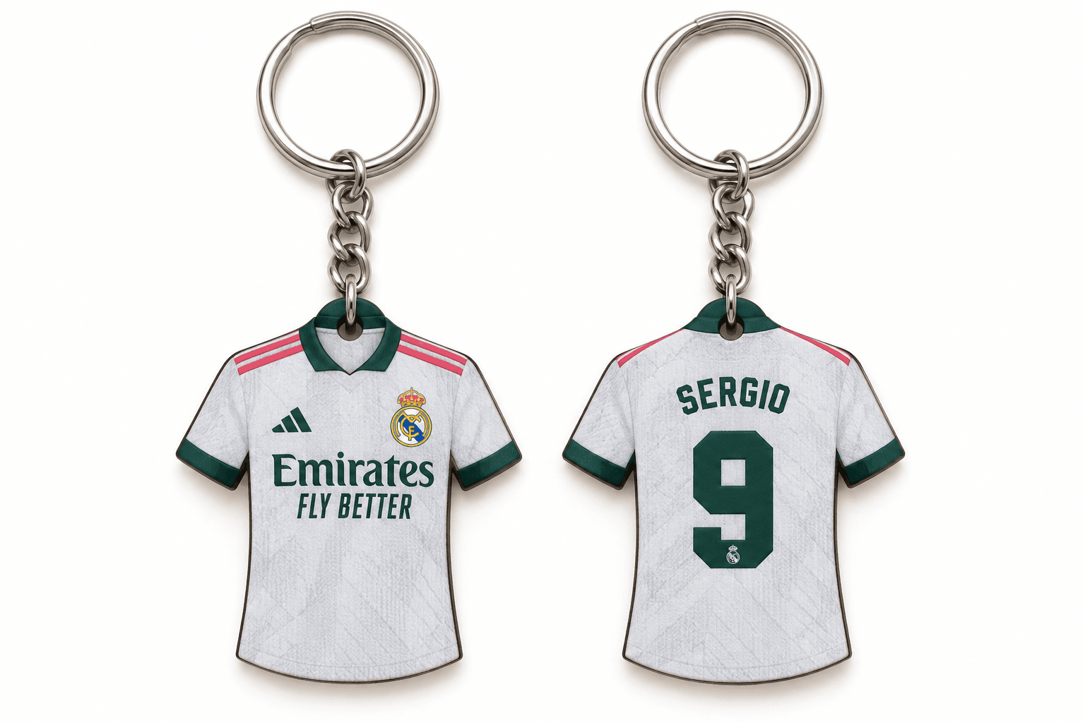 Llavero camiseta Real Madrid personalizado con nombre y dorsal